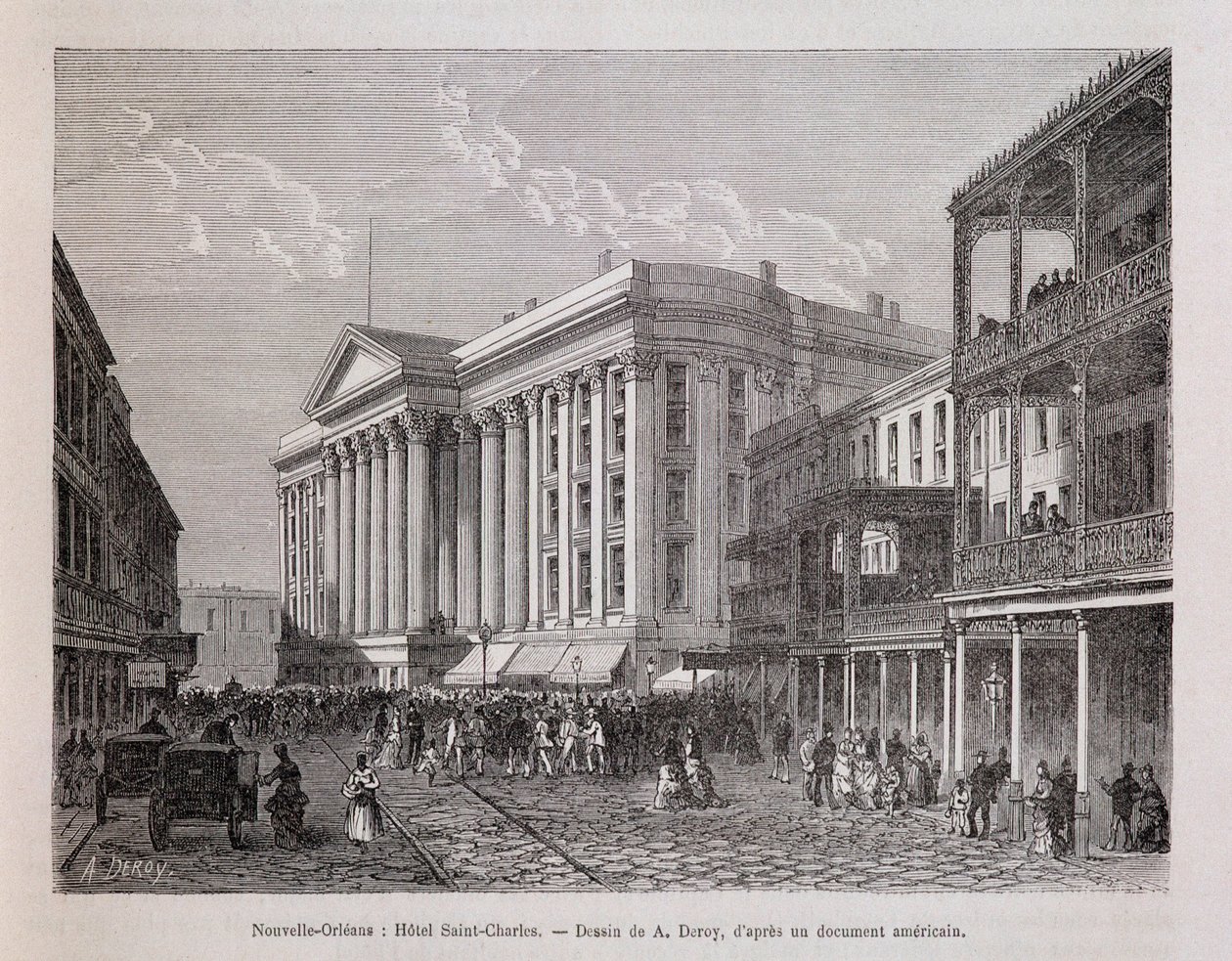 Nouvelle-Orléans : Hôtel Saint-Charles - dans "Le Tour du Monde", 2ème semestre 1876 - Unknown artist