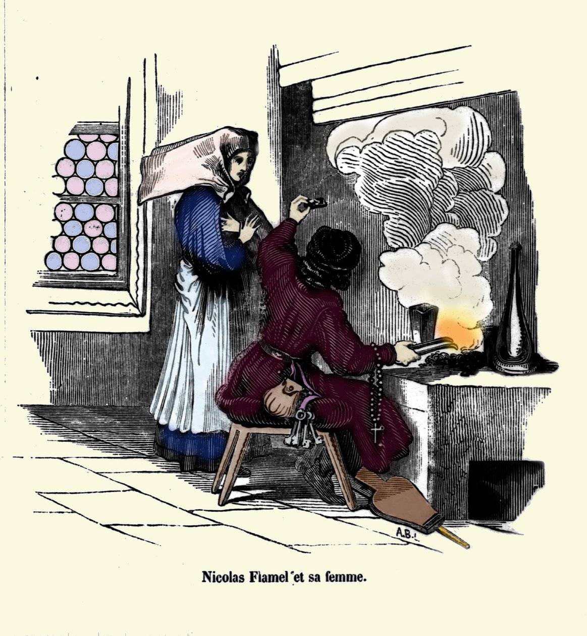 Nicolas Flamel (1330 - 1418) avec sa femme - Unknown artist