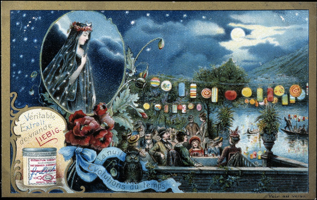 Nuit, fête nocturne éclairée par des lanternes, près d