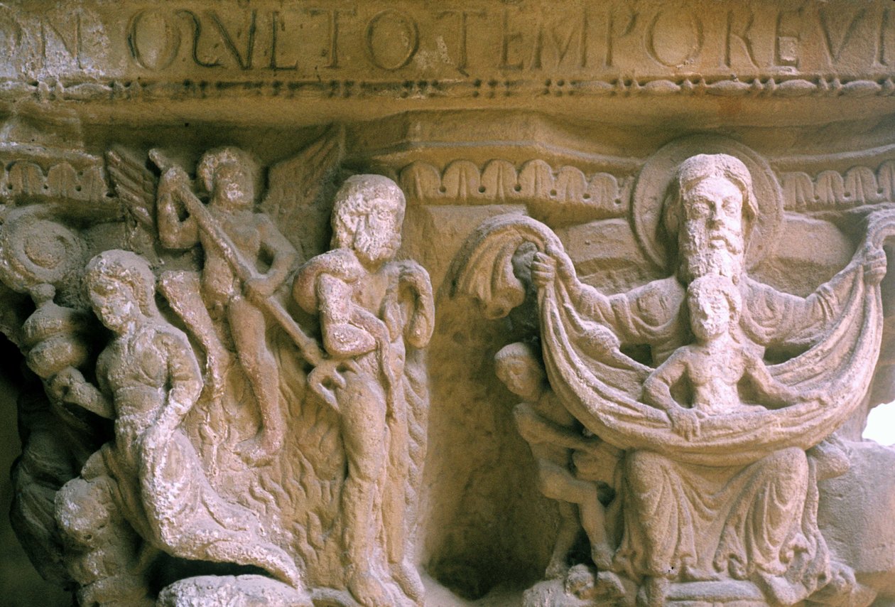 Art normand à Monreale (Sicile) : chapiteaux du Cloître des Bénédictins représentant le Christ et Dieu - Unknown artist
