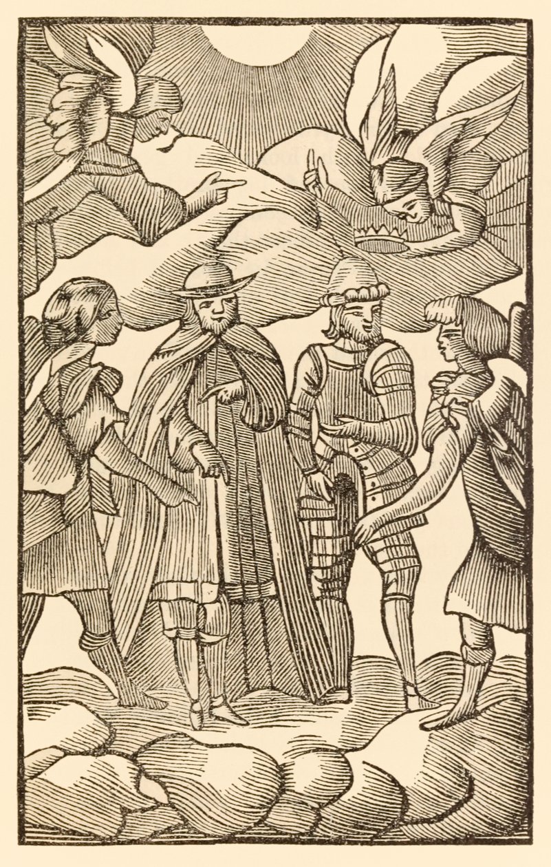 Maintenant, maintenant regardez comment les saints pèlerins chevauchent, les nuages sont leurs chars, les anges sont leurs guides de Le Voyage du pèlerin de ce monde à celui qui est à venir par John Bunyan (1628-1688) Christian et - Unknown