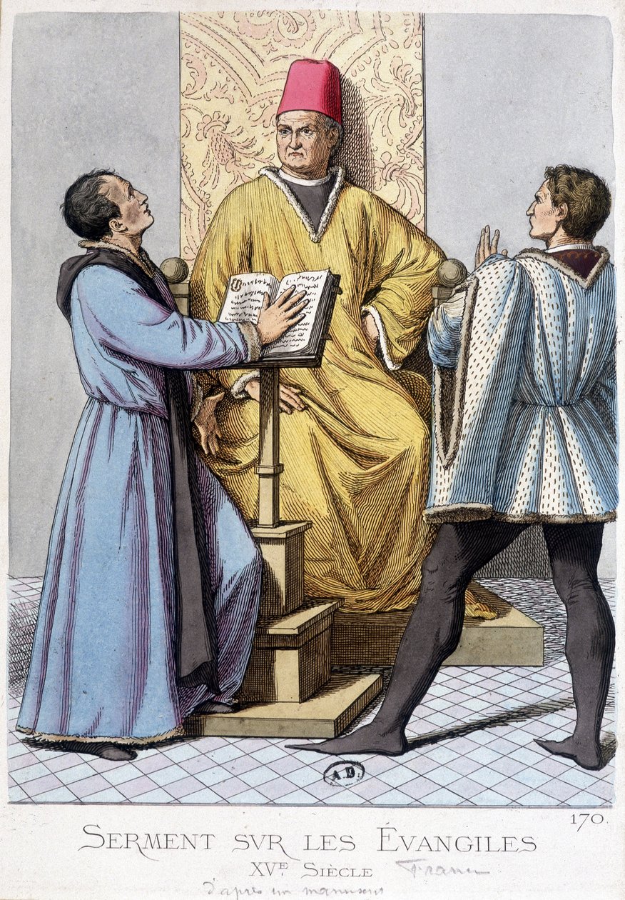 Serment sur les Évangiles, France XVe siècle. - Unknown artist