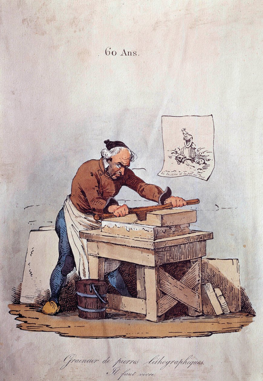 Vieux métiers : le grainier de pierre lithographique. C'est une des ...