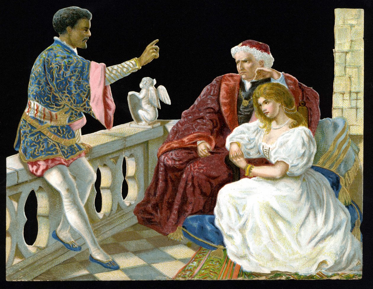 Othello, Desdémone et Iago - dans Othello ou le Maure de Venise de Shakespeare (1604) - Unknown artist