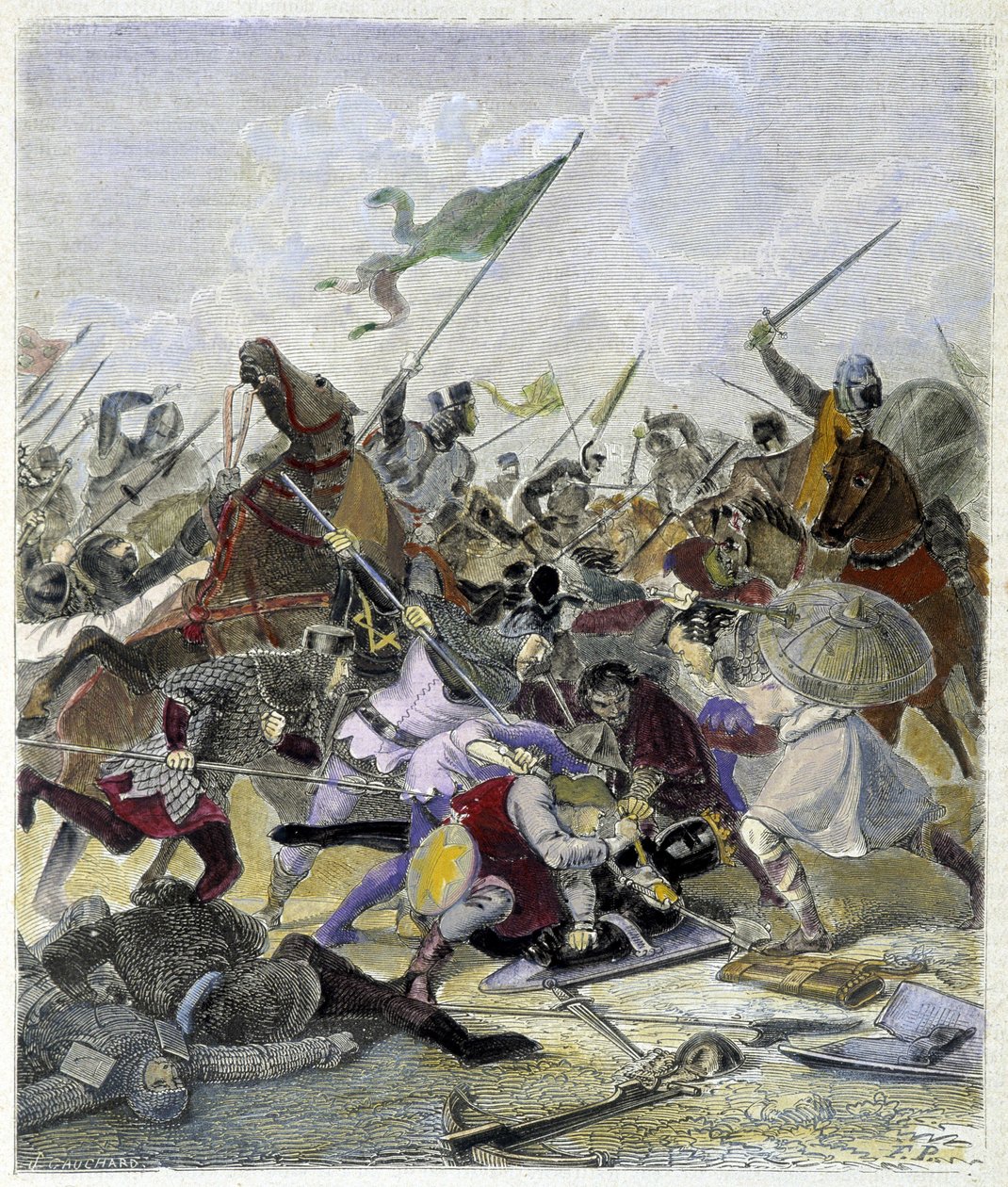 Othon 1er (912-973) surpris par les rebelles à Rome - dans "Histoire des papes" de Maurice Lachatre - Unknown artist