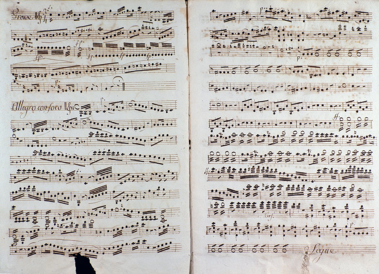 Page de la partition musicale de la "Grande symphonie" de Christian Cannabich - Unknown artist