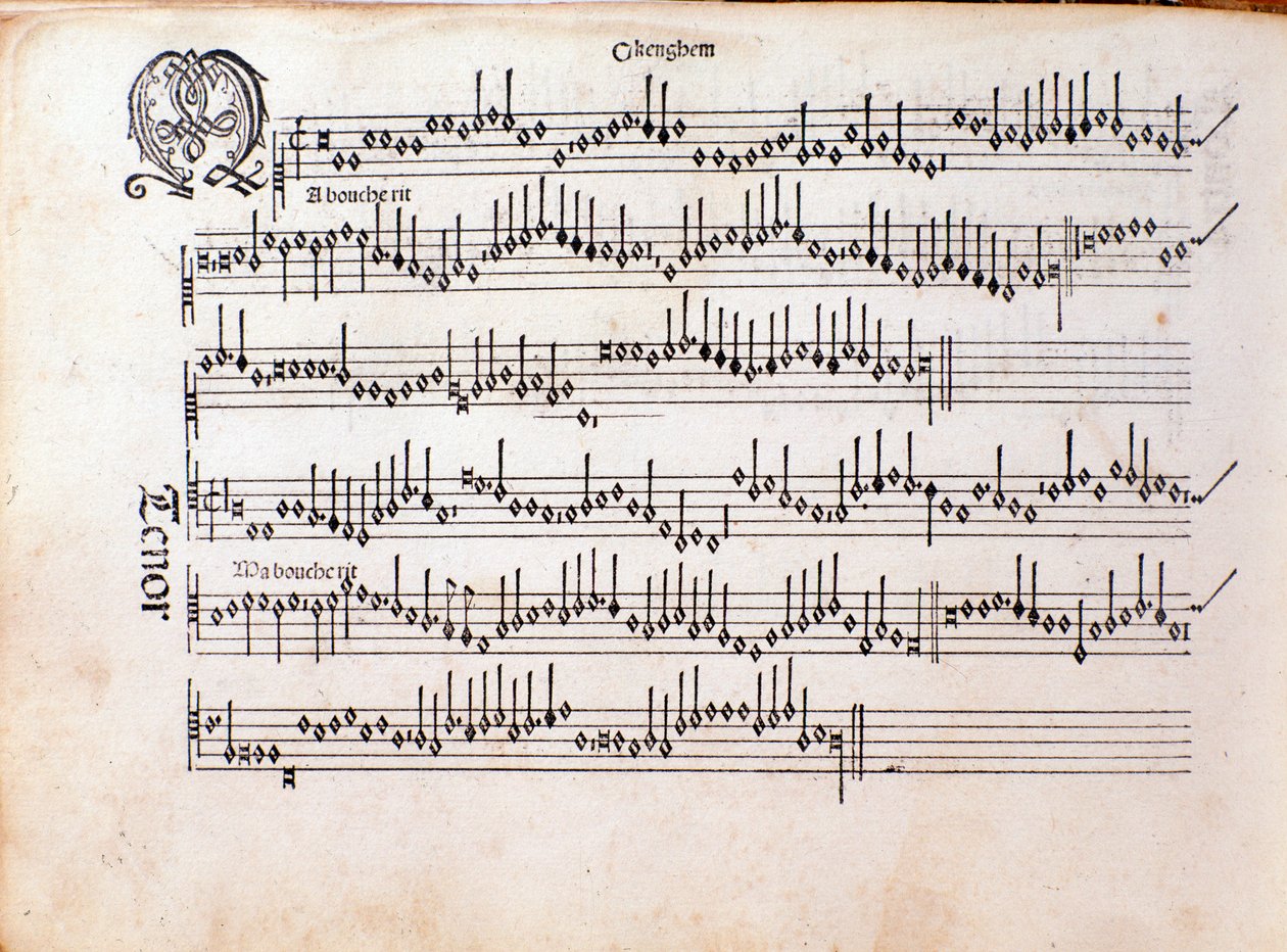 Page de partition musicale de Harmonice Musices Odhecaton par Ottaviano Petrucci (1501) - Unknown artist
