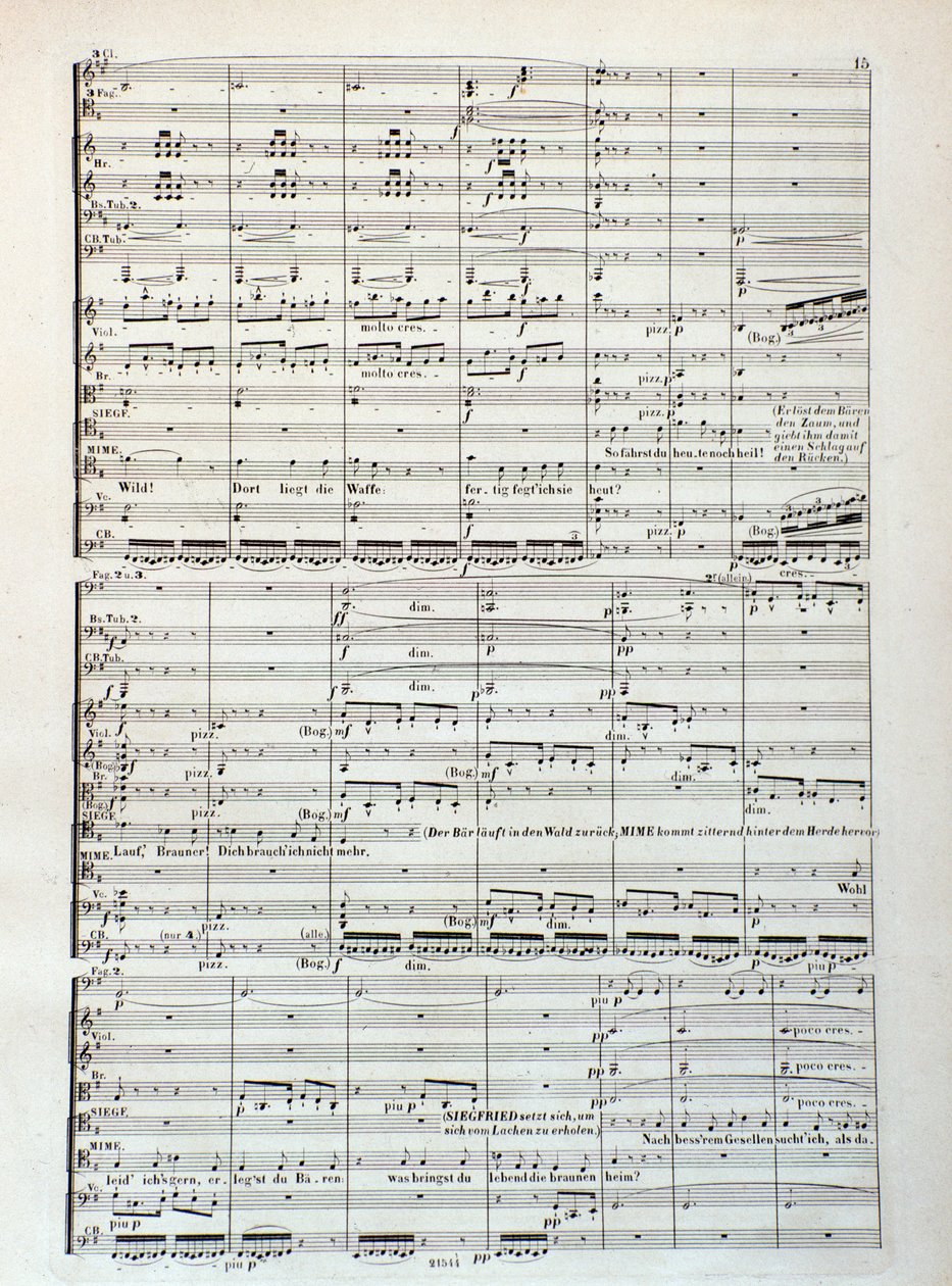 Page de partition musicale de Siegfried, opéra de Wagner - Unknown artist