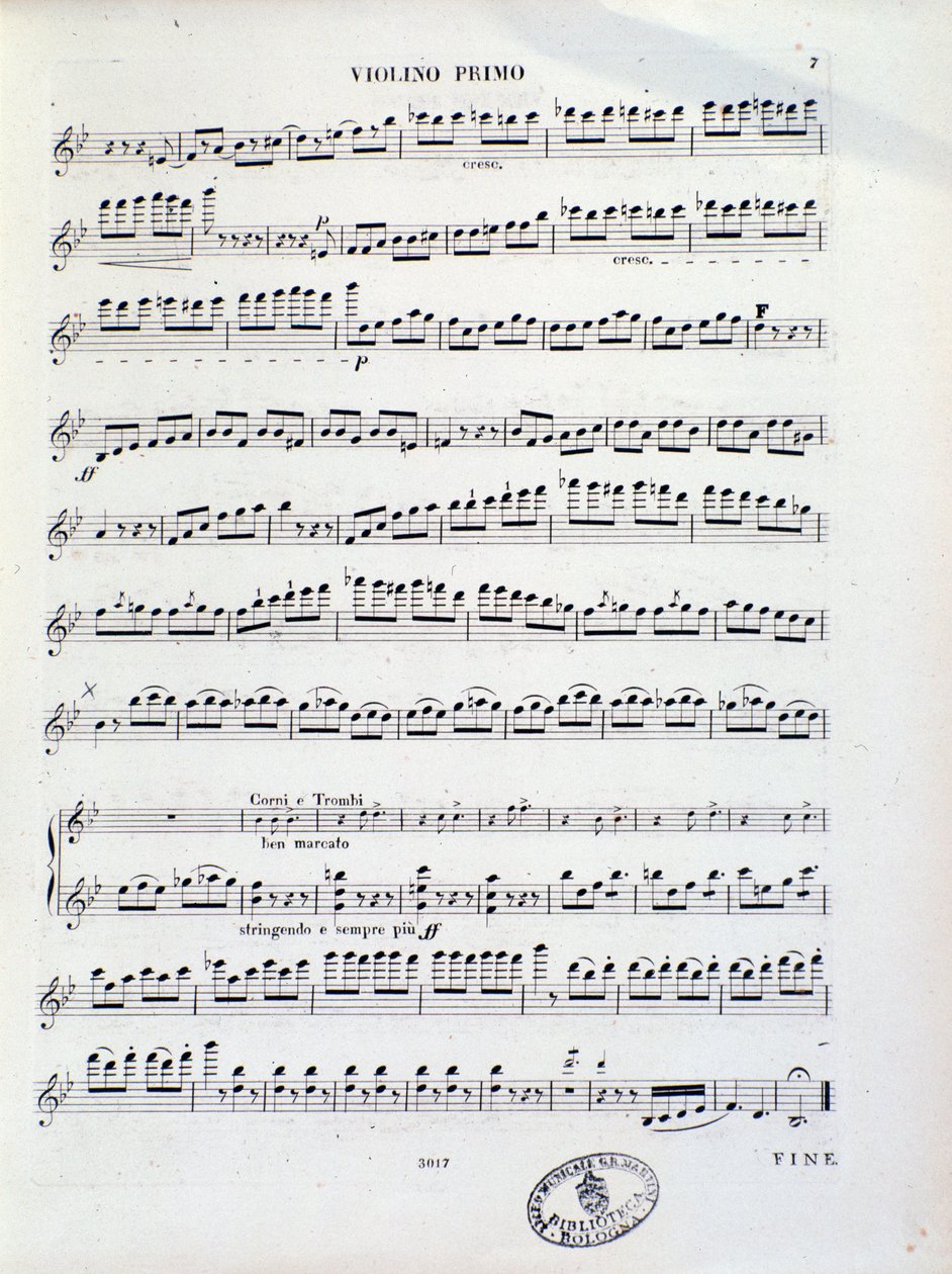 Page de partition musicale du premier violon de l