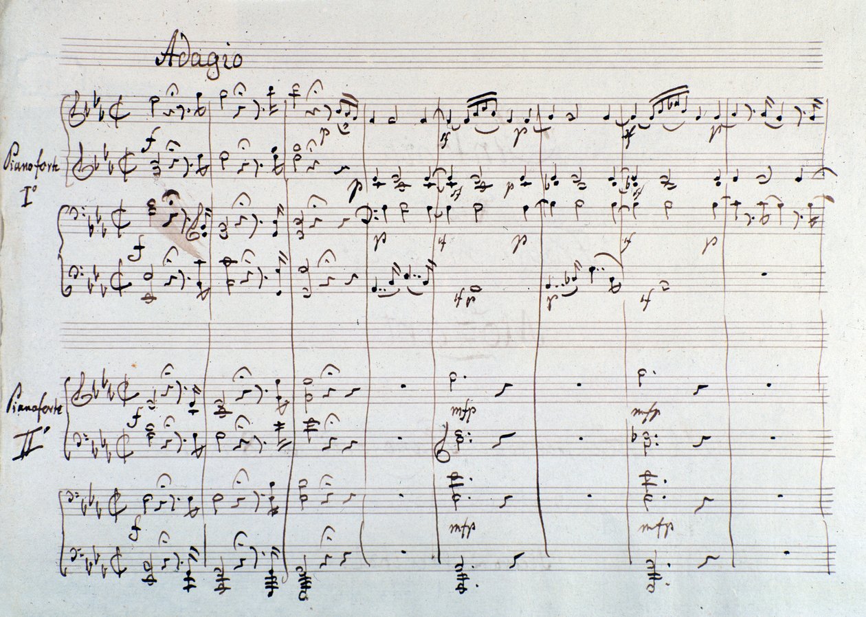 Page de la symphonie réduite à deux pianos et huit mains de Die Zauberflöte, opéra de Mozart, version Lichtenthal (XIXe siècle) - Unknown artist
