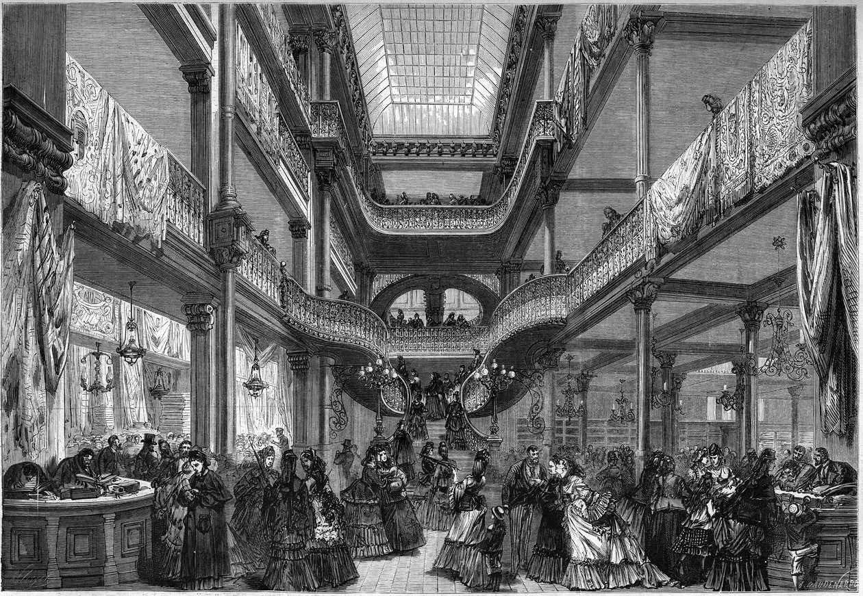 Paris 1872 : intérieur des nouveaux magasins, « À bon marché » - Unknown artist