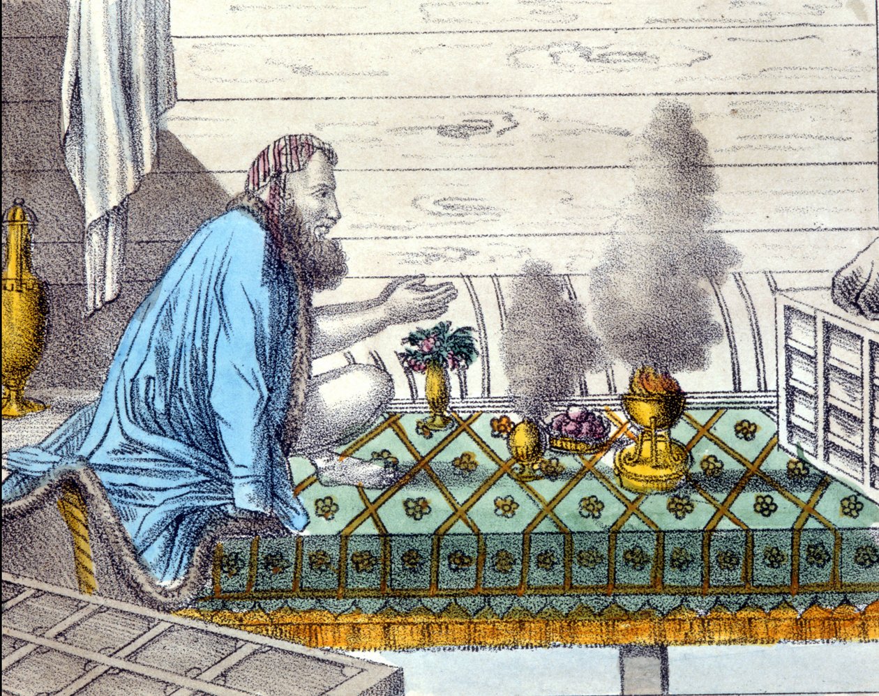 Parsis (descendants des Zoroastriens de Perse qui ont émigré en Inde à partir du 8ème siècle) en adoration du feu - Unknown artist