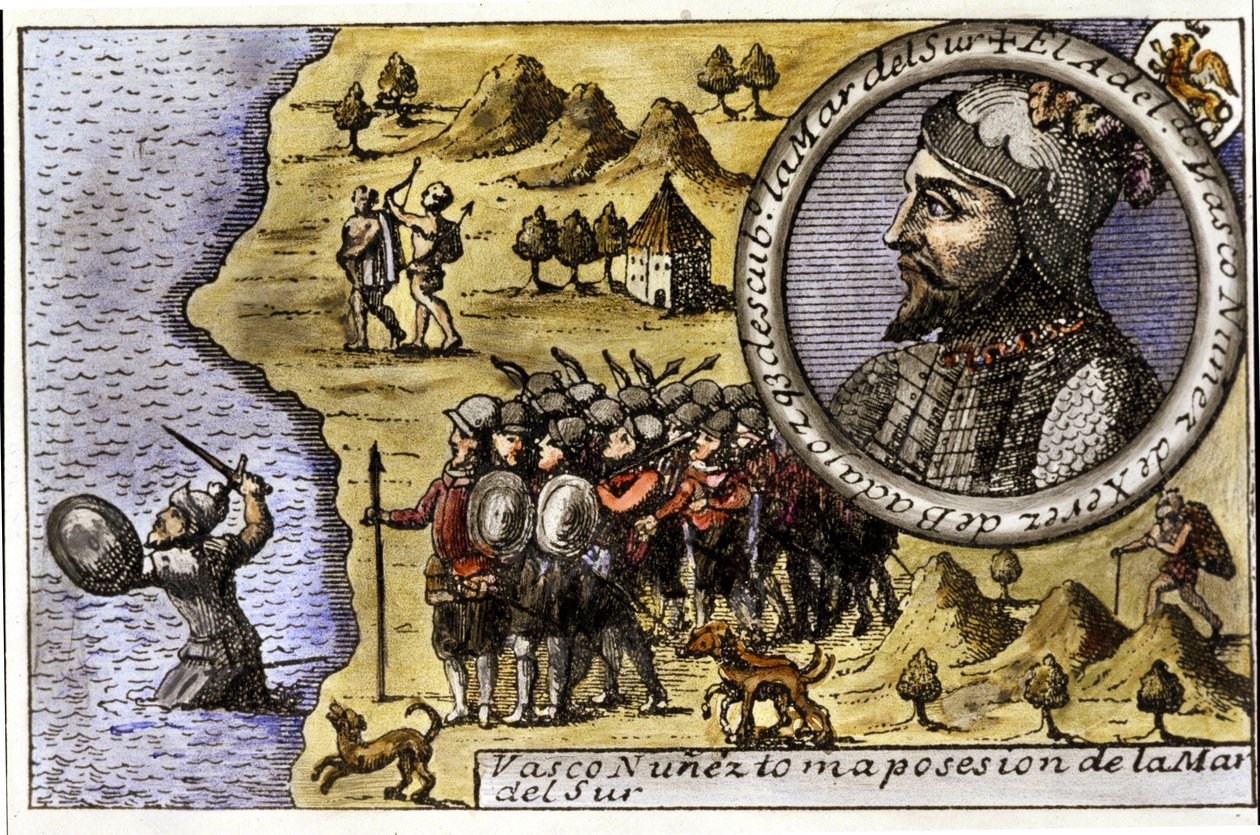 Performance de Vasco Nunez de Balboa (1475 - 1517), navigateur espagnol qui fut l