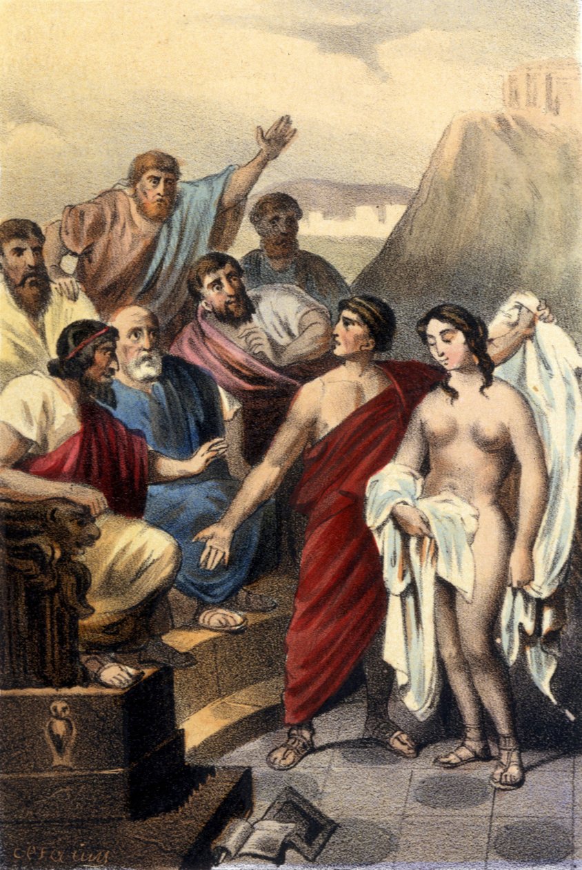 Phryné (courtisane grecque) devant les juges d