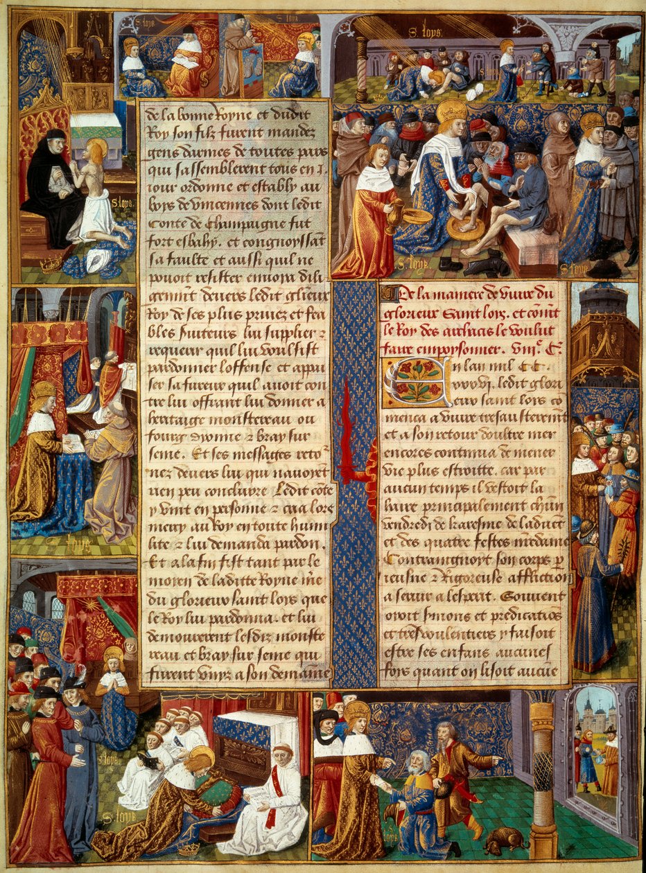 Scène pieuse : Le roi Louis IX (1214-1270) (Saint Louis) lavant les pieds des pauvres - Unknown artist