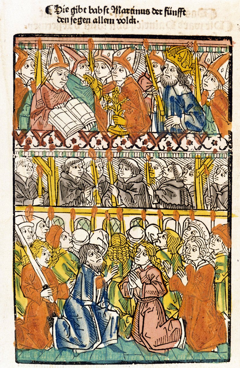Le pape Martin V (1368 - 1431) élu au Concile de Constance (1417) mettant fin au grand schisme d