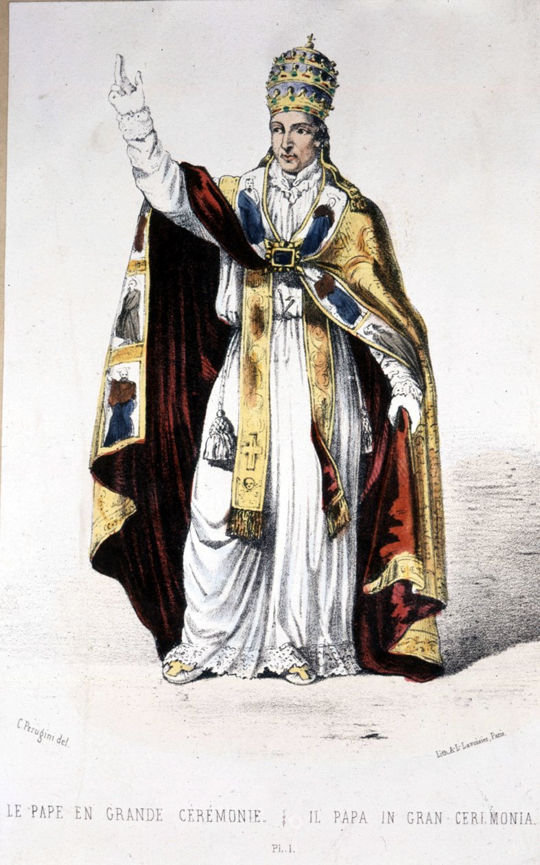 Le Pape Pie IX en grande tenue de cérémonie - gravure - Unknown artist