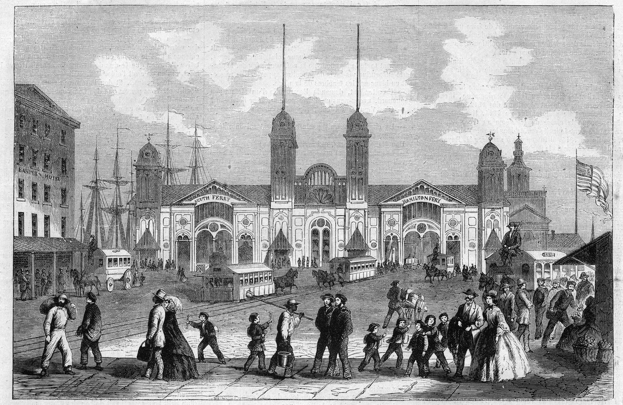 Port de New York, États-Unis. Gravure dans "L