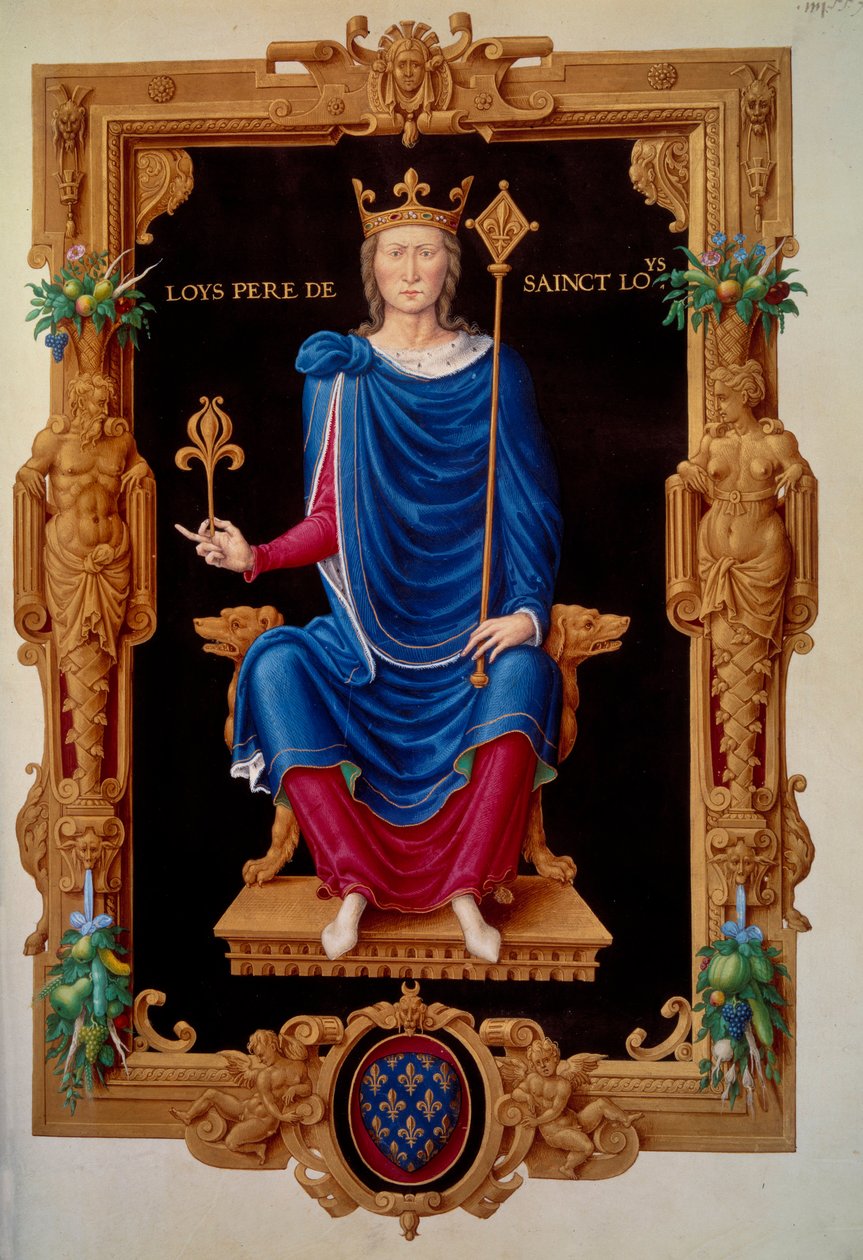 Portrait en pied du roi de France Louis VIII le Lion (1187 - 1226), père de Saint Louis. Miniature dans le « Recueil des rois de France » de Jean Tillet - Unknown artist