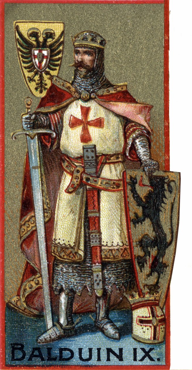 Portrait de Baudouin IX (Baudouin IX de Flandre) ou (Baudouin VI de Hainaut) connu sous le nom de Baudouin de Constantinople, empereur de Constantinople de 1204 à 1205 sous le nom de Baudouin Ier. Chromo de la fin du XIXe siècle. - Unknown artist