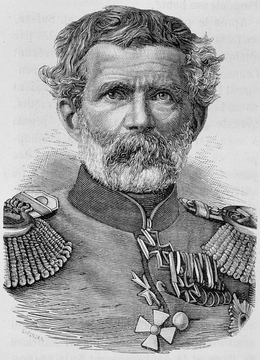 Portrait du Baron von Manteuffel. Gravure de la fin du XIXe siècle dans "Histoire de France" par H. Martin - Unknown artist