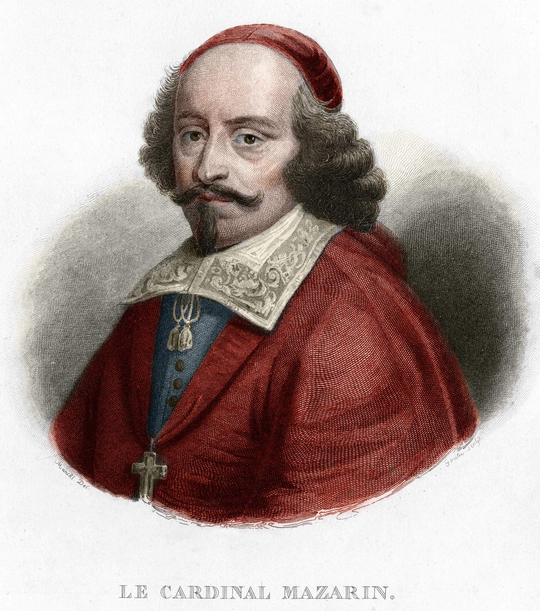Portrait du cardinal Jules Mazarin (Giulio Raimondo Mazzarino ou Mazarino) gravure de 1854 - Unknown artist