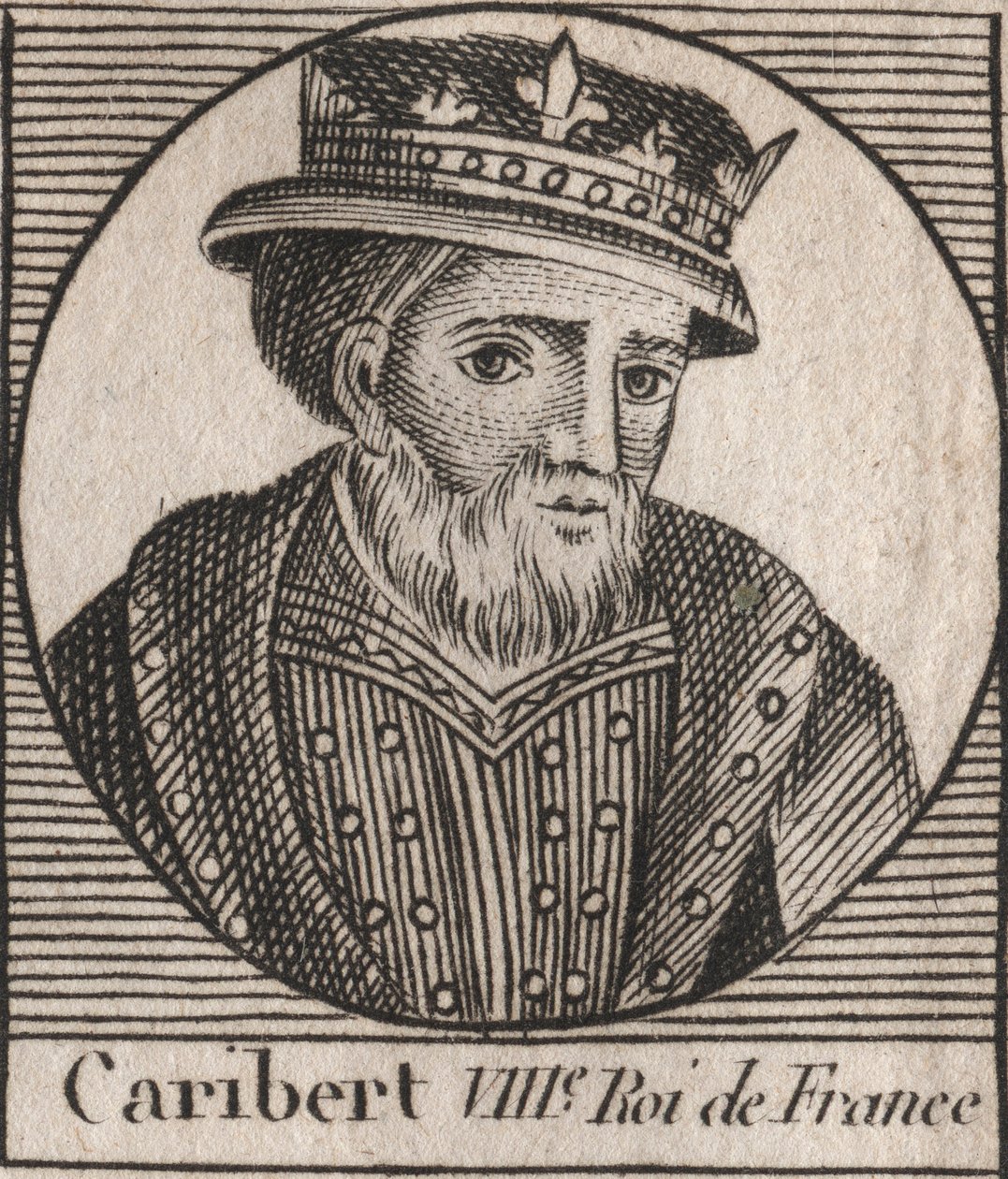 Portrait de Caribert, roi des Francs (561-567) - gravure de « Instruction sur l