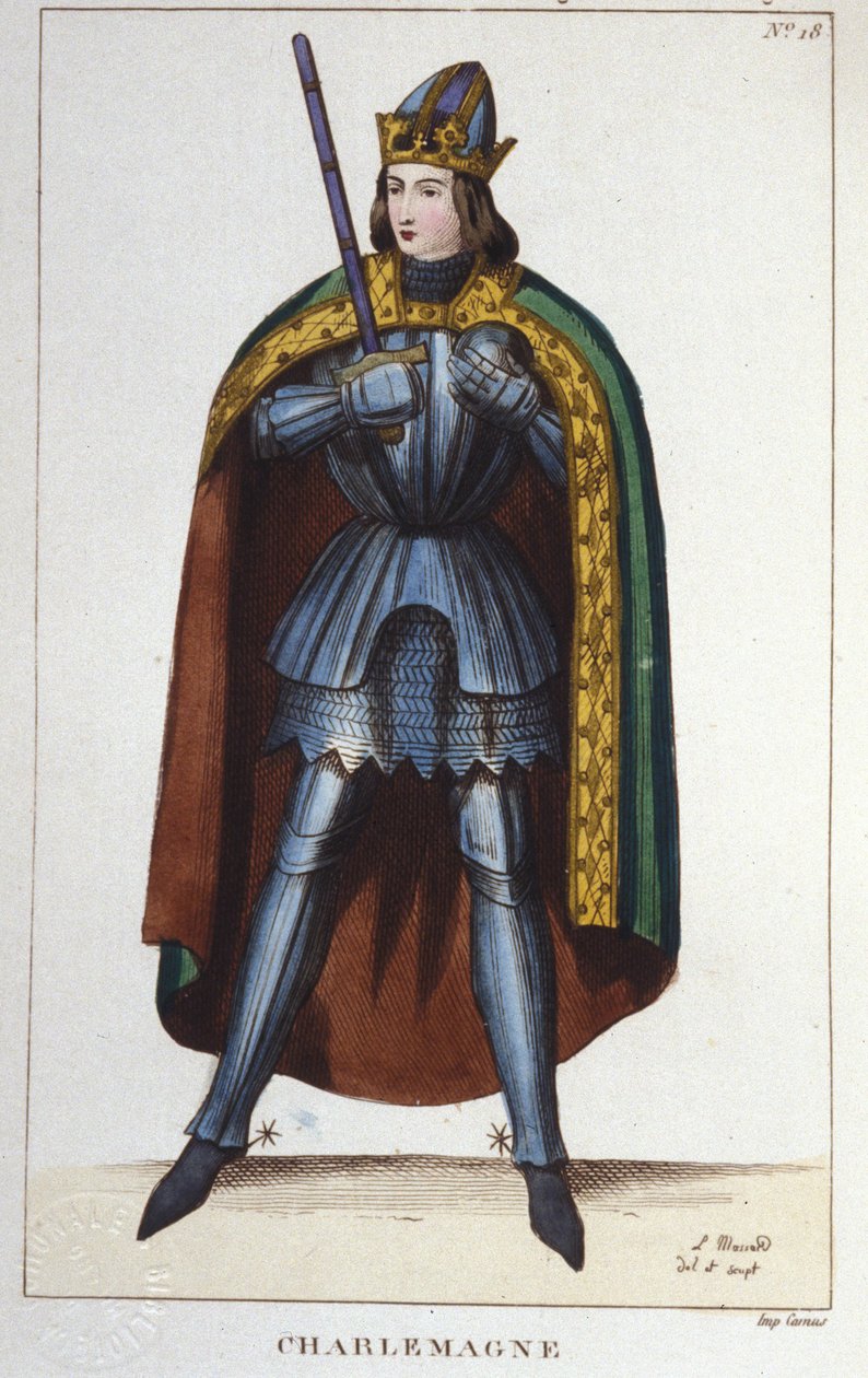 Portrait de Charlemagne ou Charles Ier le Grand (742 - 814) roi des Francs (gravure de 1830) - Unknown artist