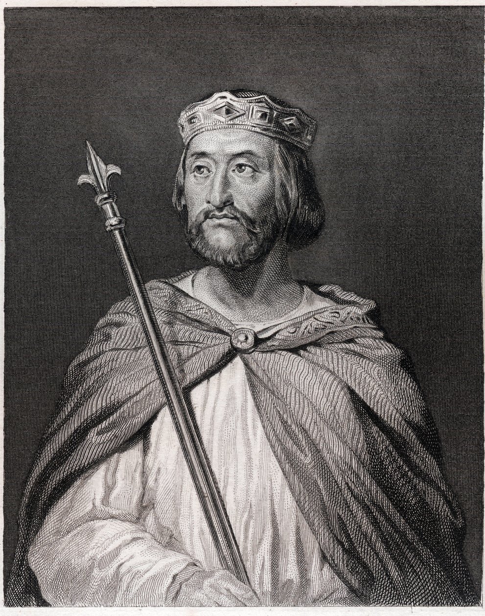 Portrait de Charles III dit le Simple (879 - 929), roi de France (898 - 929) - dans « Histoire des Français » par Lavallée, gravure, sd. - Unknown artist