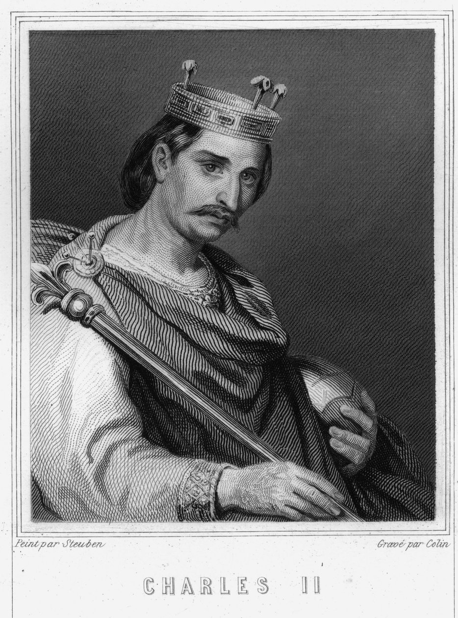 Portrait de Charles II le Chauve (823 - 877), roi de France - dans «Histoire des Français» de Lavallée, gravure, sd - Unknown artist
