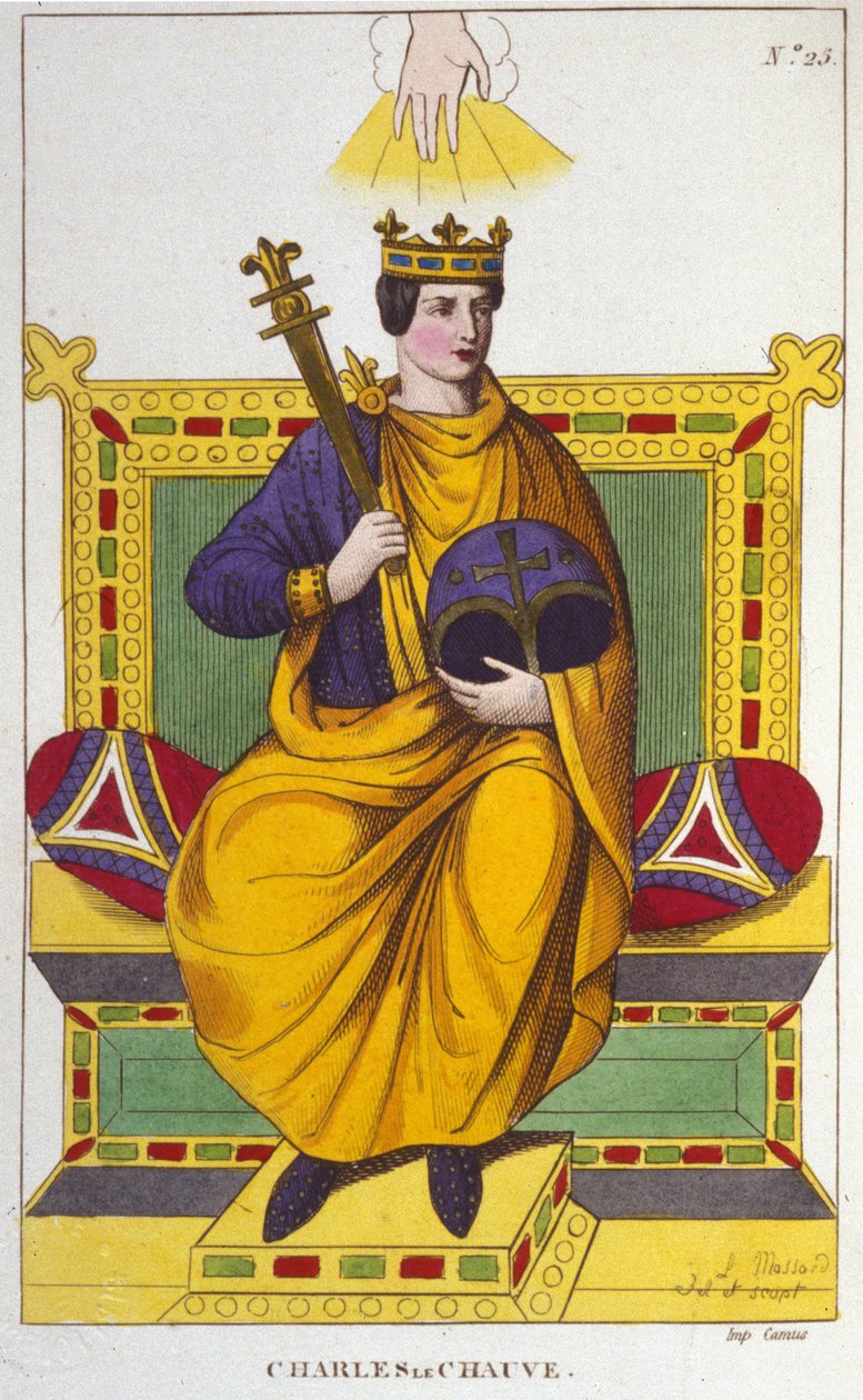 Portrait de Charles II le Chauve (823-877), roi de France gravure de 1830 - Unknown artist