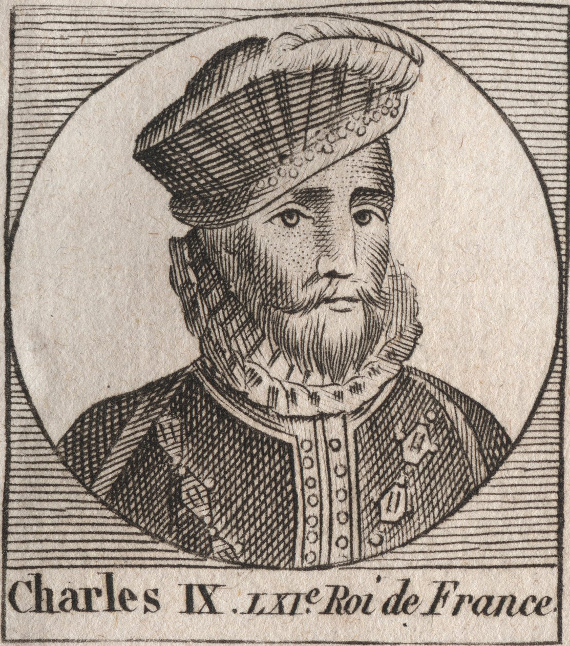 Portrait de Charles IX (1550-1574), roi de France - gravure de « Instruction sur l