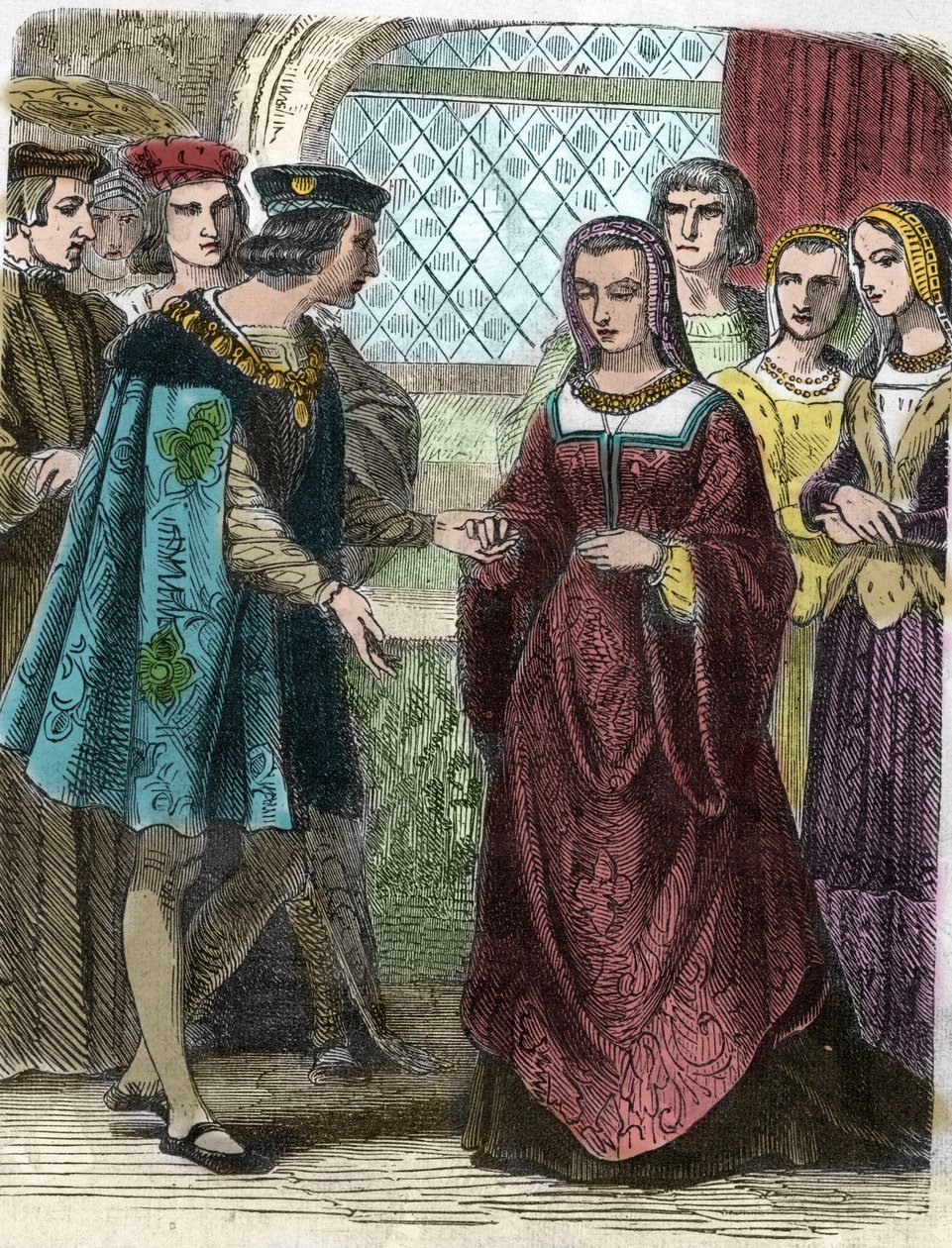 Portrait de Charles VIII et Anne de Bretagne. Gravure du 19ème siècle - Unknown artist