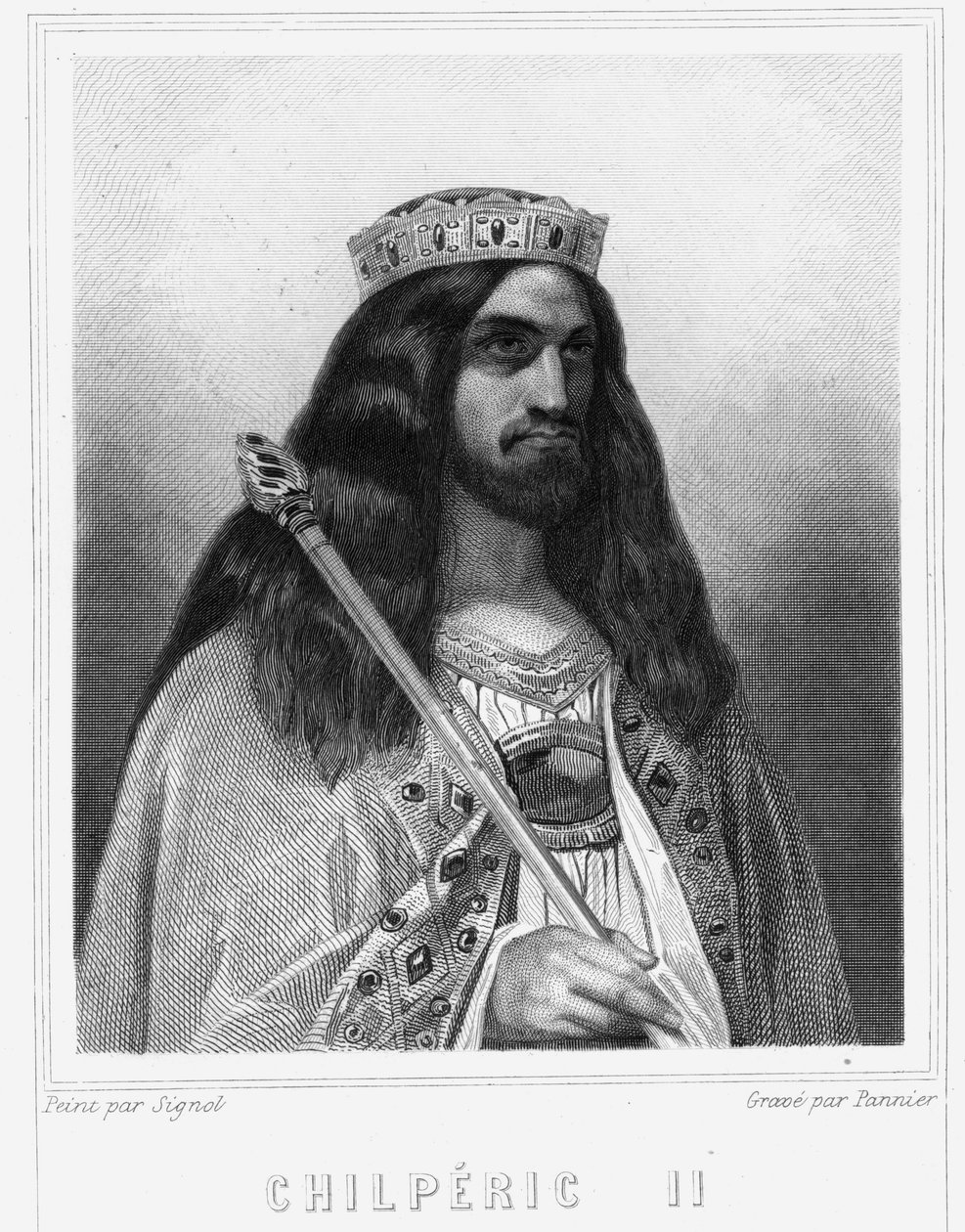 Portrait de Childéric III (v. 670 - 721), Roi de Neustrie - dans « Histoire des Français » par Lavallée, gravure, sd. - Unknown artist