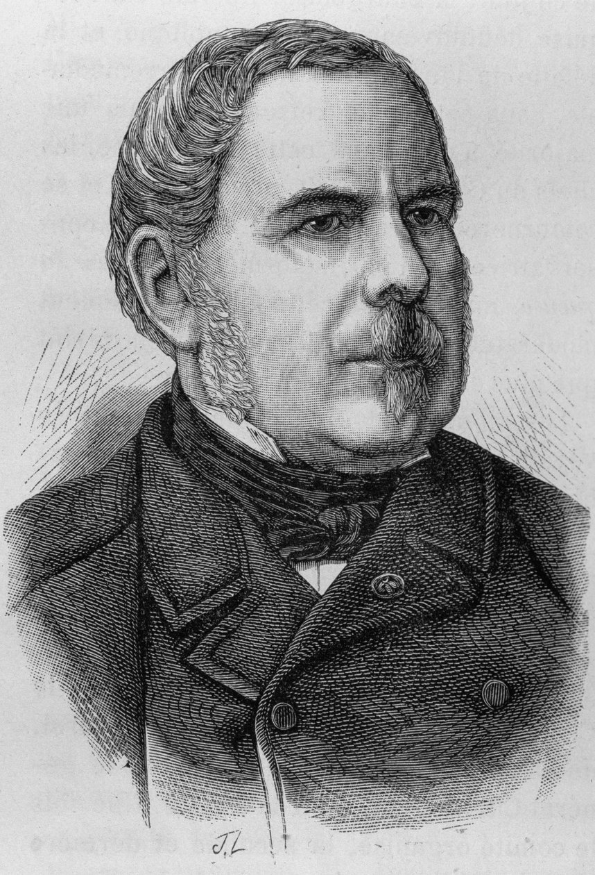 Portrait du Comte Napoléon Daru (? - 1889). Gravure de la fin du XIXe siècle dans "Histoire de France" par H. Martin - Unknown artist