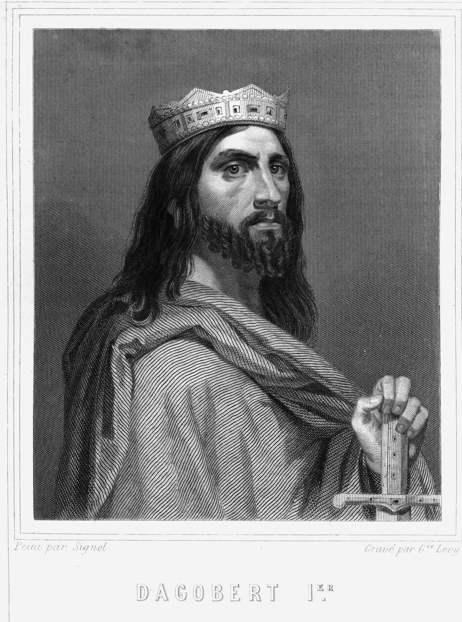Portrait de Dagobert I (? -?) , roi des Francs - dans « Histoire des Français » par Lavallée, gravure, sd. - Unknown artist