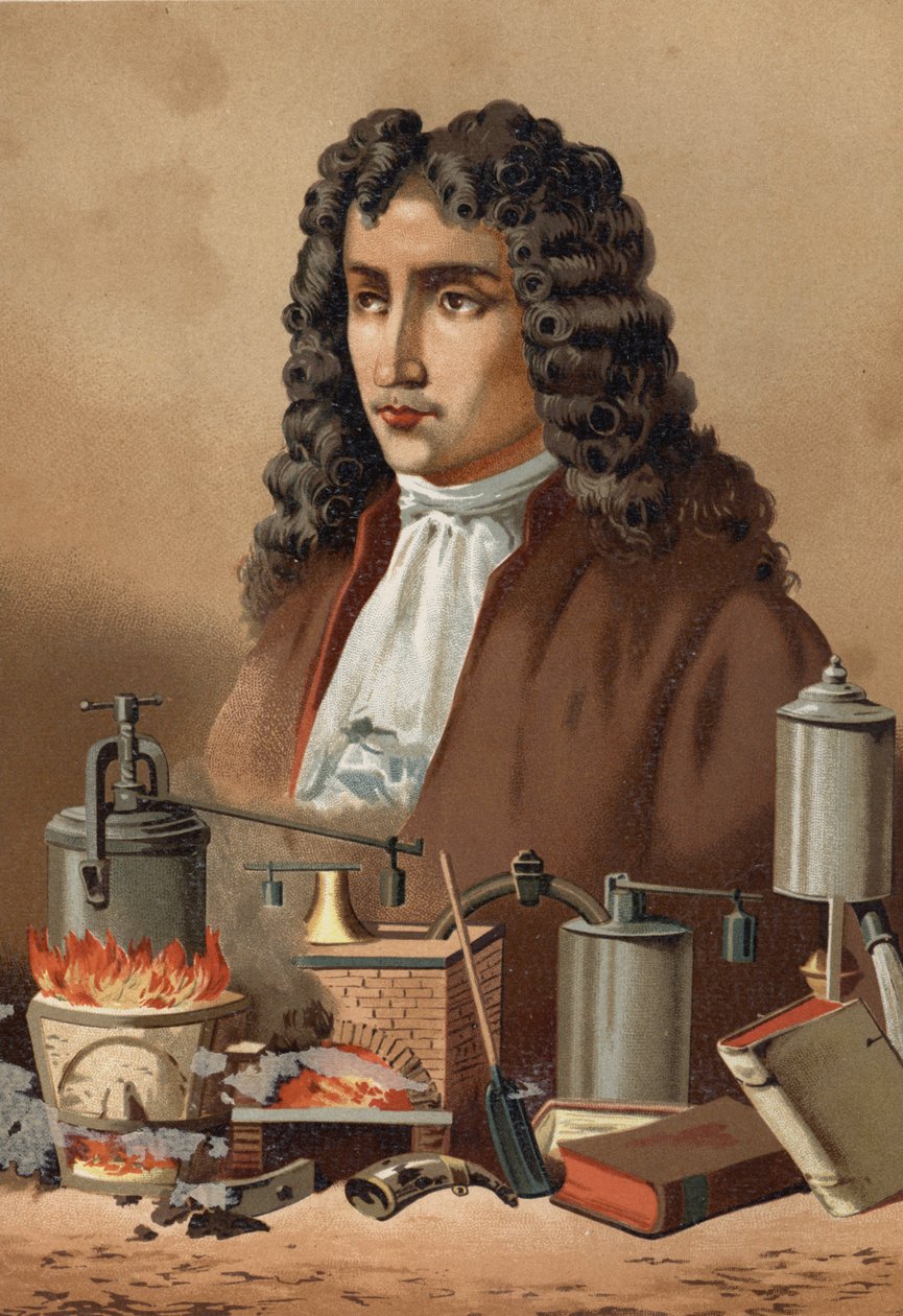 Portrait de Denis Papin (1647 - 1714) de « La Ciencia y sus Hombres » par Louis Figuier. Barcelone 1881 - Unknown artist