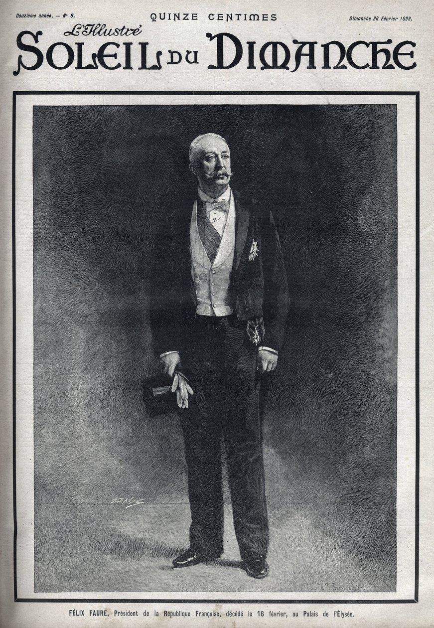 Portrait de Félix Faure (1841-1899), président de la République française publié lors de sa mort le 16 février au Palais de l
