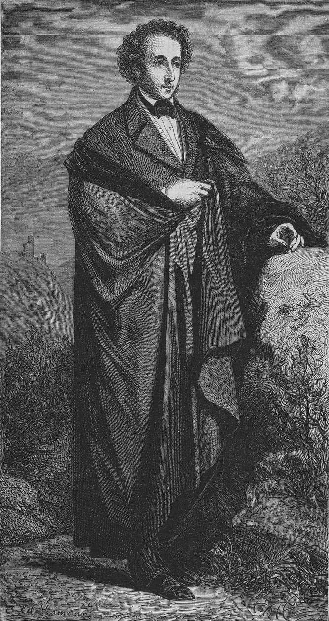Portrait de Felix Mendelssohn-Bartholdy (1809-1847) compositeur allemand par Hamman - Unknown artist