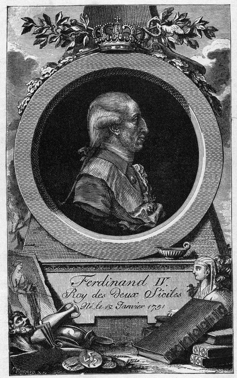 Portrait de Ferdinand Ier des Deux-Siciles (ou Ferdinand IV de Naples) (1751-1825) - Gravure du 19ème siècle - Unknown artist