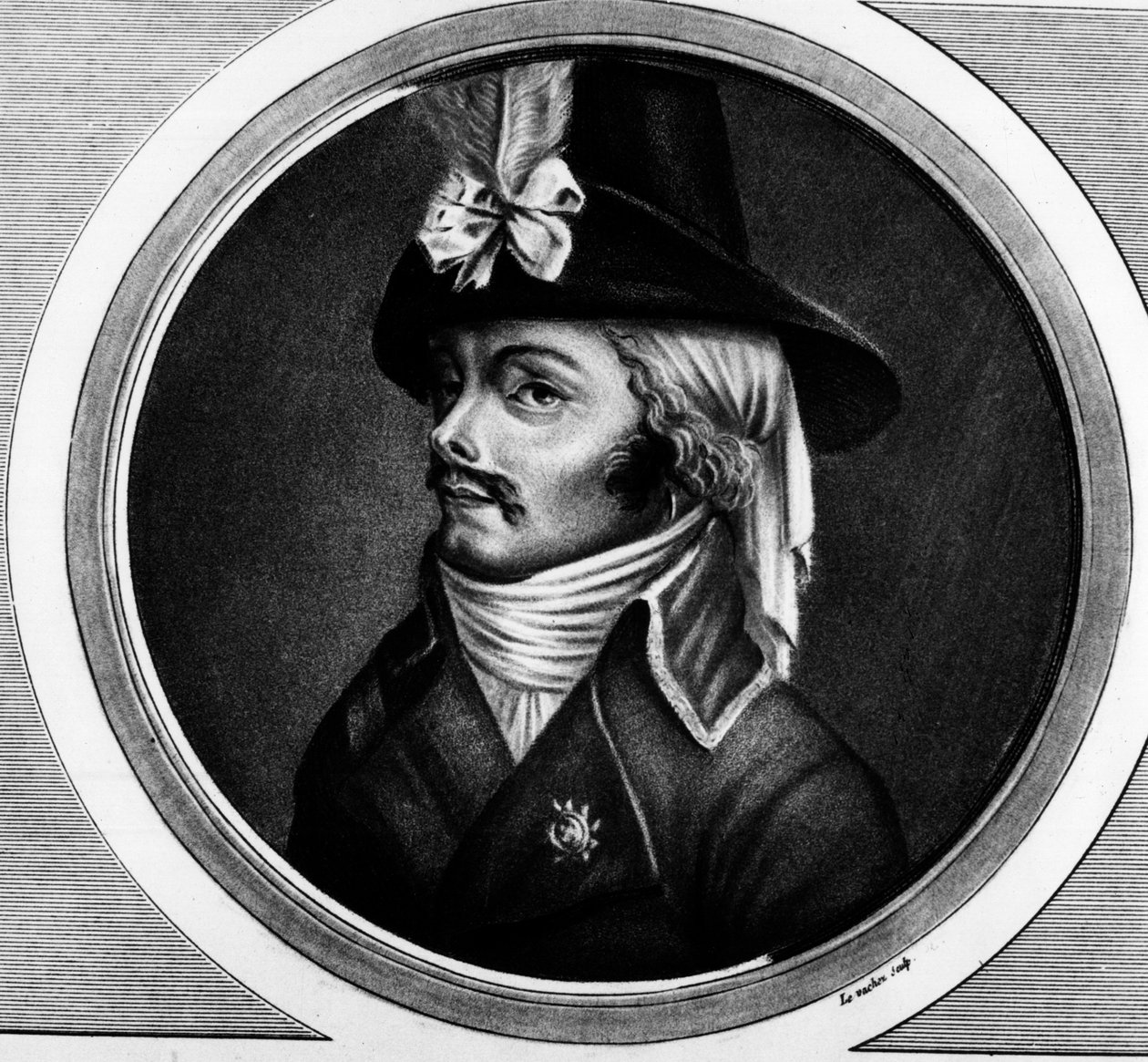 Portrait de François Athanase (François-Athanase) De Charette de la Contrie (1763 - 1796), soldat. Gravure dans « Collection complète des tableaux historiques de la Révolution française, en trois volumes. » 1804 - Unknown artist