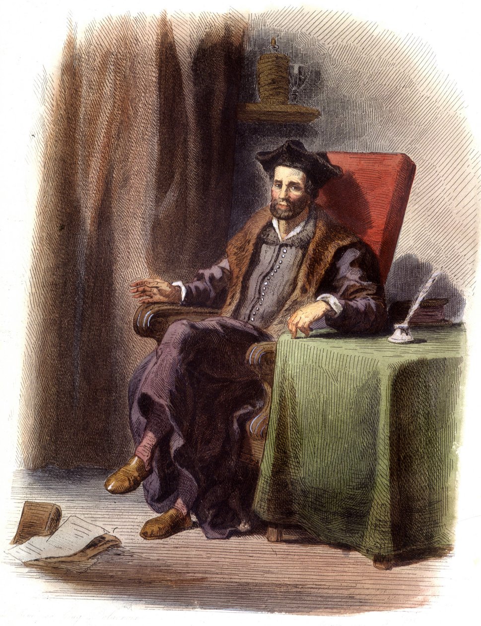 Portrait de François Rabelais assis (1483-1553) - dans "Le Plutarque français", éd. Mennechet - Unknown artist