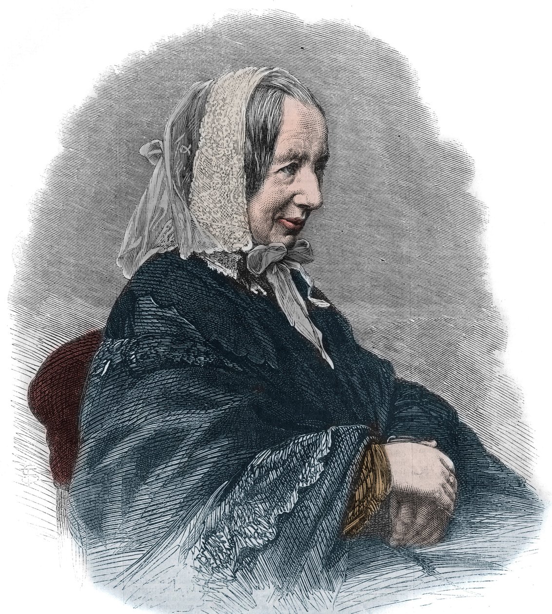 Portrait de Fredrika Bremer (1801-65) (gravure) écrivaine suédoise et militante féministe - Unknown artist