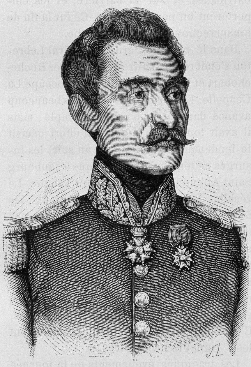 Portrait du général Bréa. Gravure de la fin du 19e siècle dans « Histoire de France » de H. Martin - Unknown artist