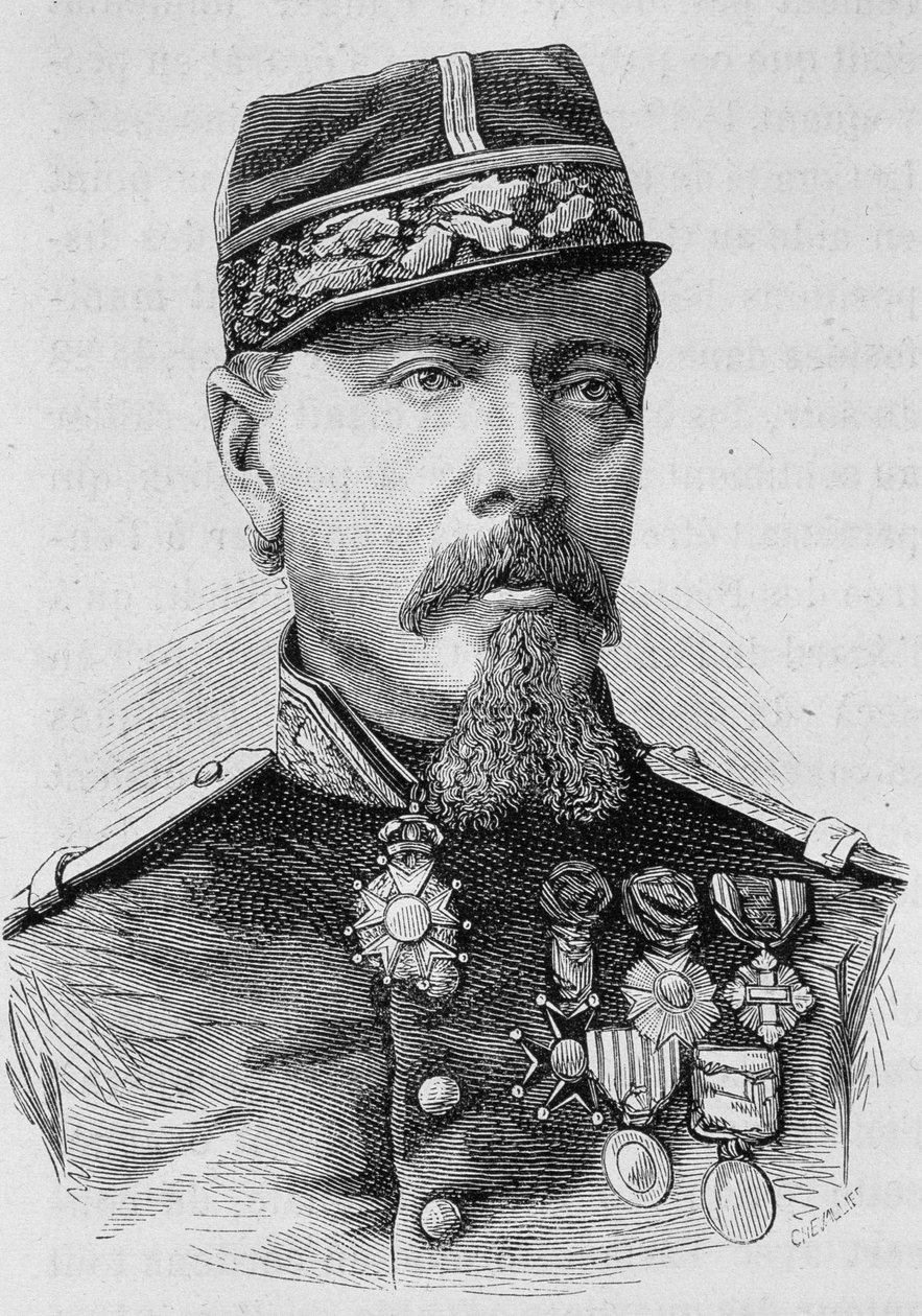 Portrait du Général Lecomte fusillé par les insurgés en 1871. Gravure de la fin du 19ème siècle dans "Histoire de France" par H. Martin - Unknown artist