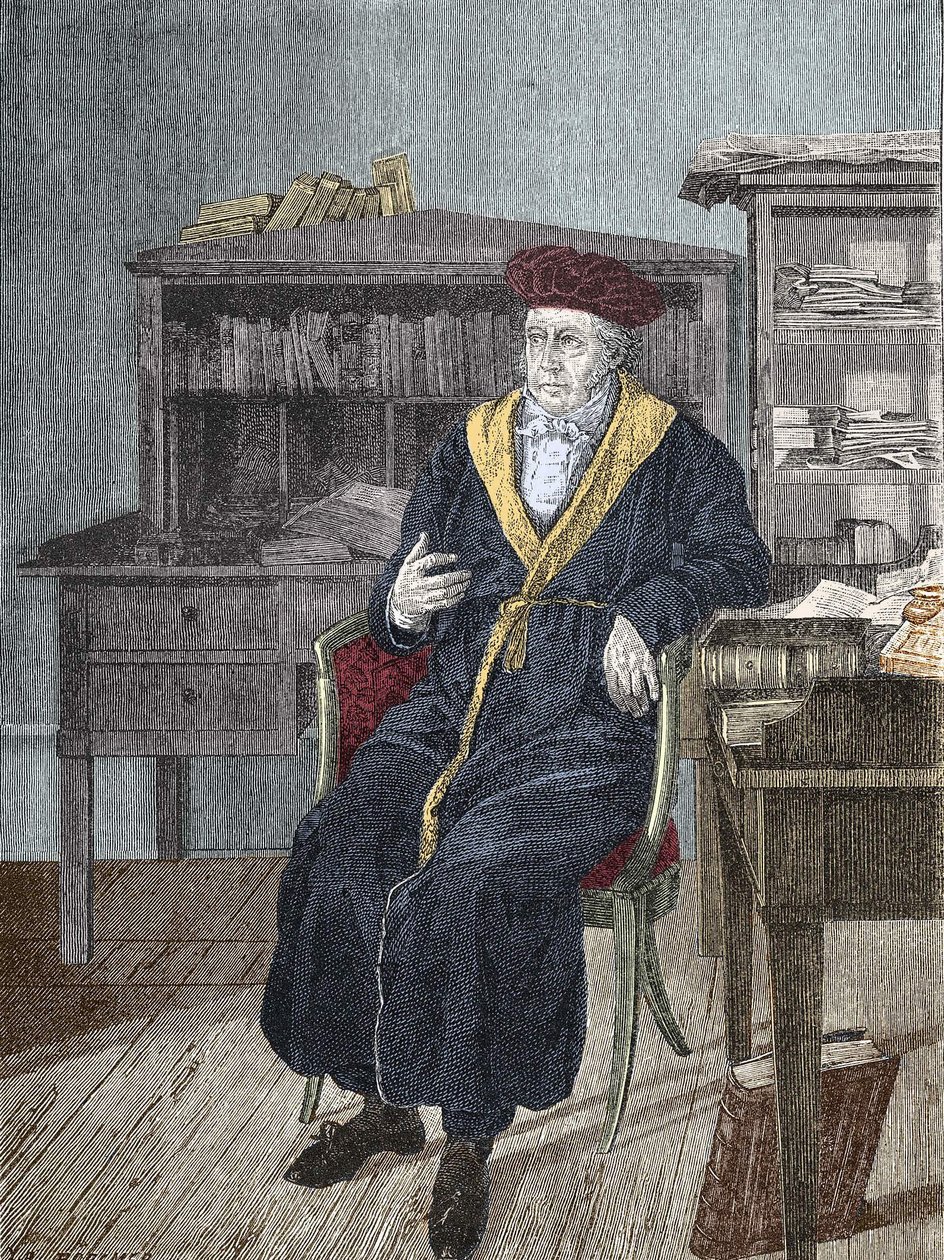 Portrait de Georg Wilhelm Friedrich Hegel dans son bureau (1770 - 1831) philosophe allemand - Unknown artist