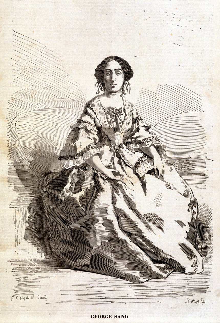 Portrait de George Sand (Aurore Dupin, Baronne Dudevant) (1804-1876) - Unknown artist