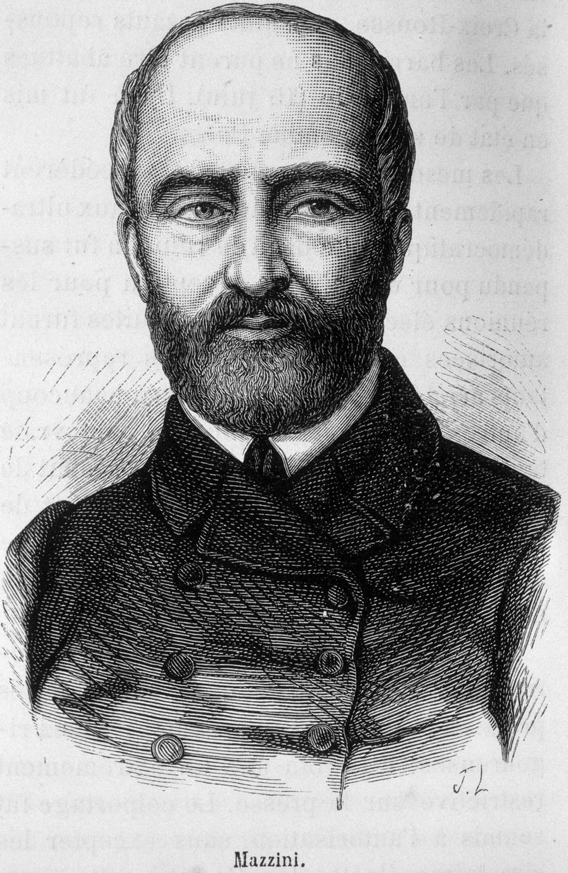 Portrait de Giuseppe Mazzini, patriote et révolutionnaire italien (1805 ou 1808 - 1872) - Unknown artist