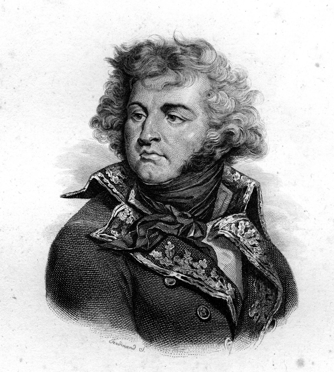 Portrait de J.B. Kléber, né en 1754, tué en 1800, gravure du 19e siècle - Unknown artist