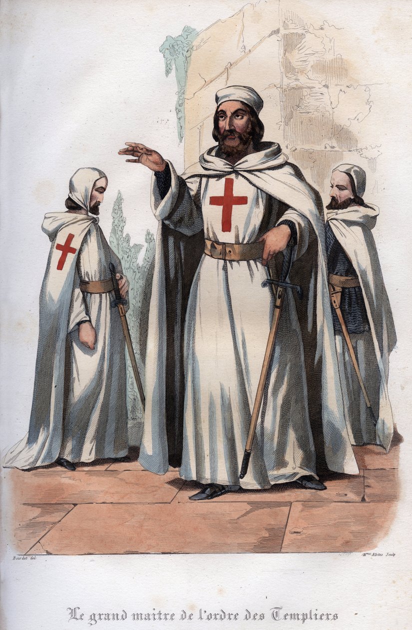 Portrait de Jacques de Molay (1243-1314), Grand Maître des Templiers. Gravure de 1842 dans « Histoire des papes » par Maurice Lachatre. Collection privée. - Unknown artist